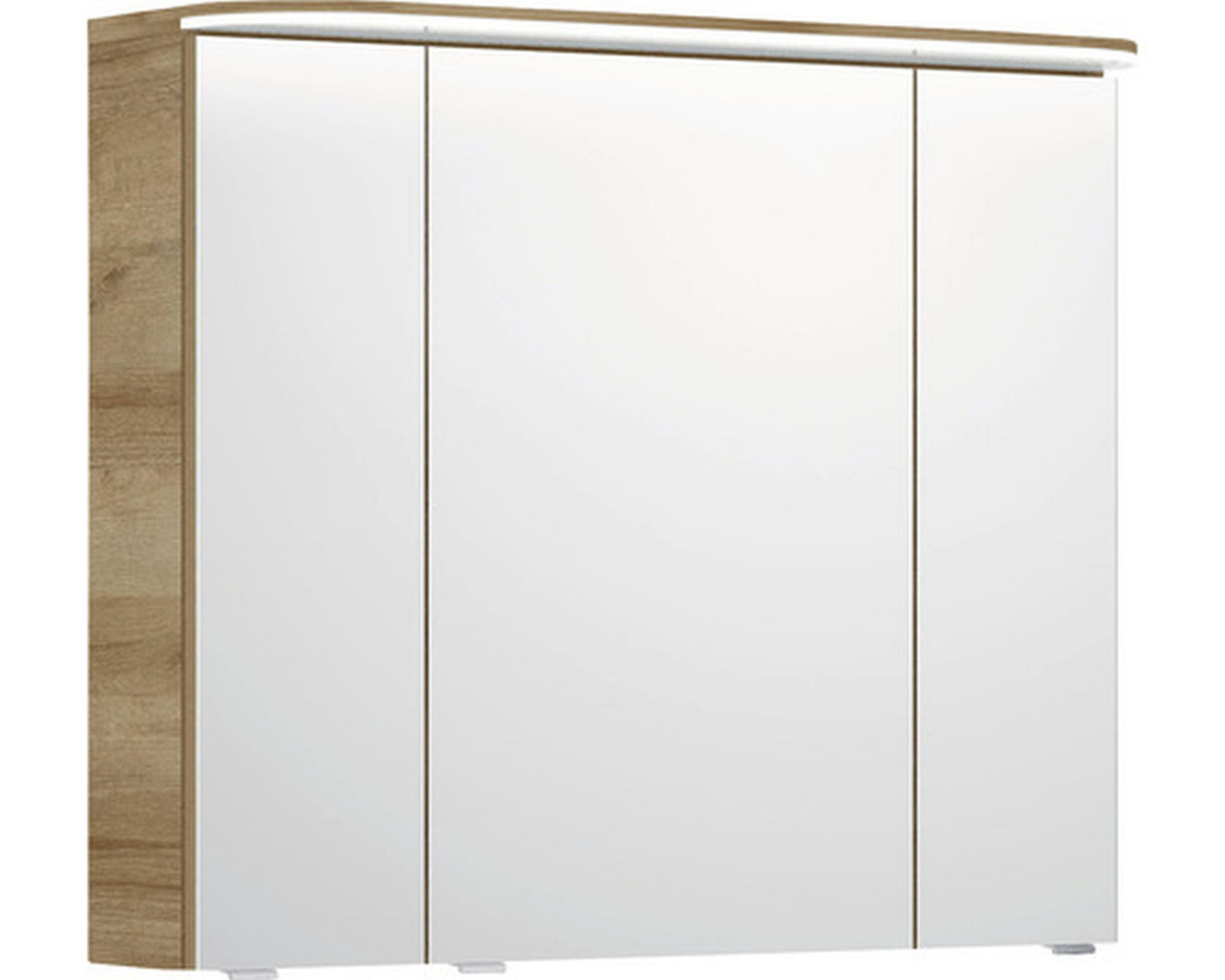 SPIEGELSCHRANK 85,2/72,3/17 cm  - Chromfarben/Eichefarben, KONVENTIONELL, Glas/Holzwerkstoff (85,2/72,3/17cm) - Pelipal