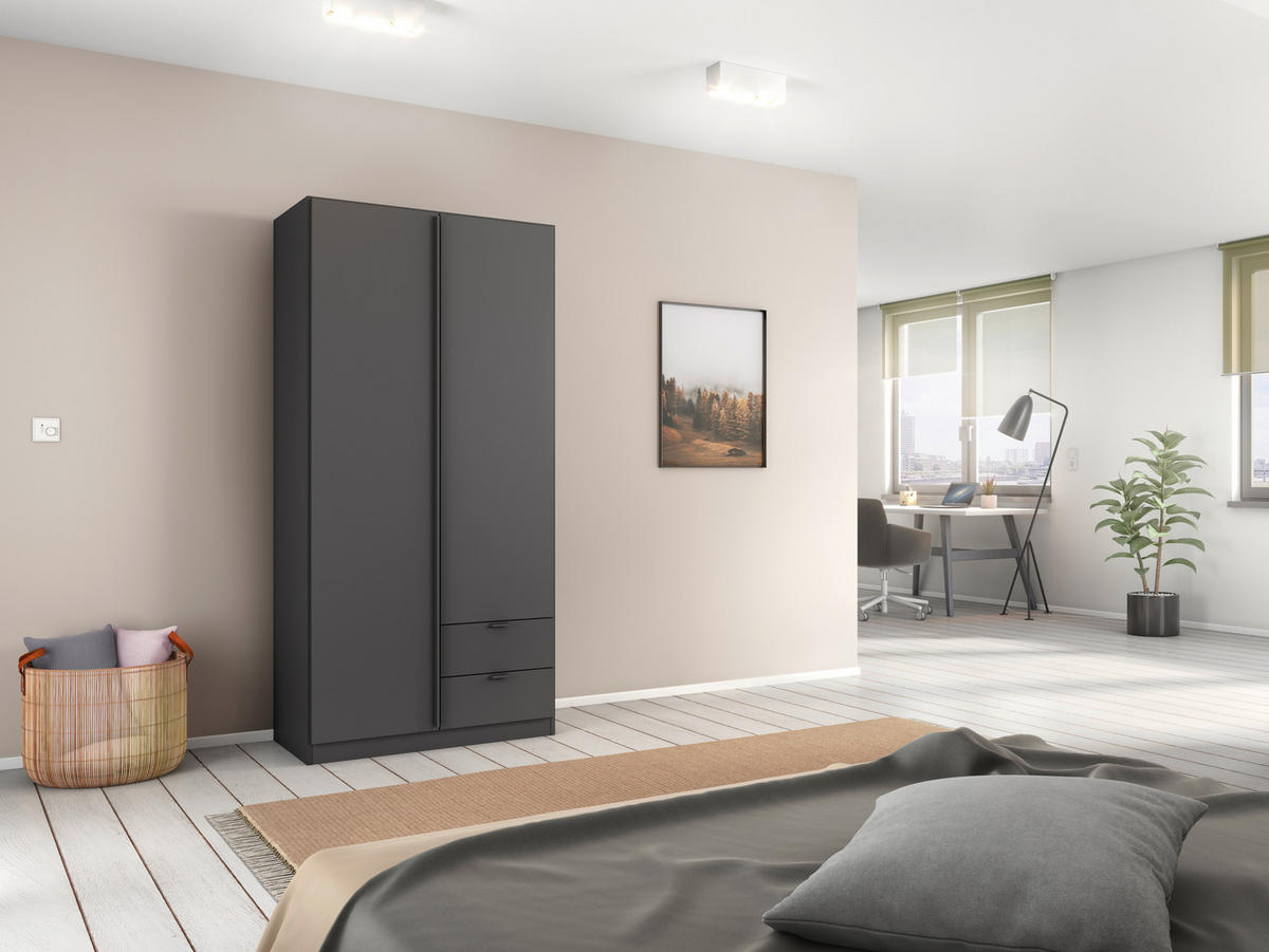 DREHTÜRENSCHRANK 91/197/54 cm,  in Grau, 2-türig  - Grau, MODERN, Holzwerkstoff/Metall (91/197/54cm) - Rauch Möbel