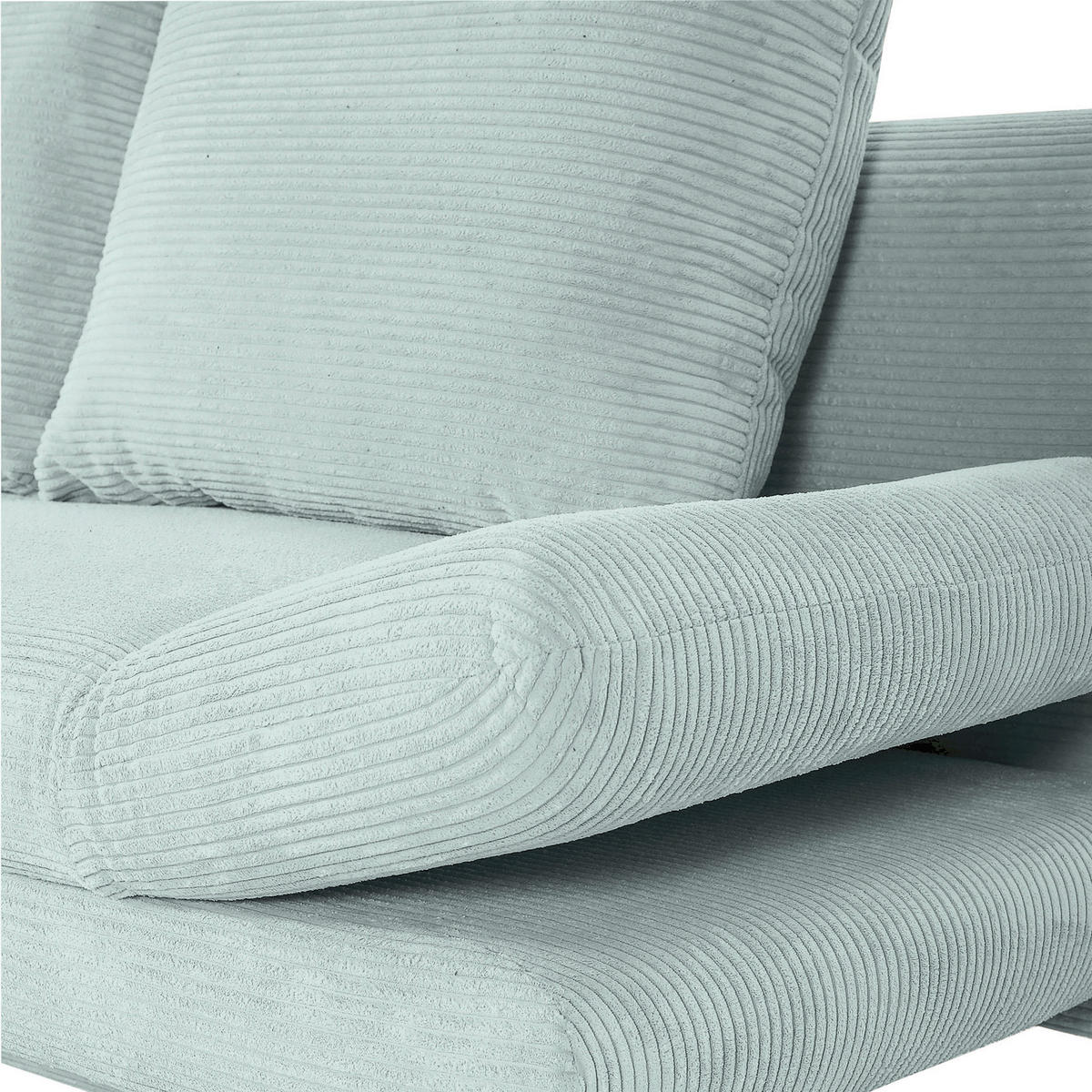 SCHLAFSOFA Cord Hellblau  inkl. Rückenkissen, Bettkasten, Schlaffunktion, Rücken echt, Armteilverstellung, Liegefläche im Originalstoff  - Schwarz/Hellblau, KONVENTIONELL, Textil/Metall (200/78/95cm) - home24