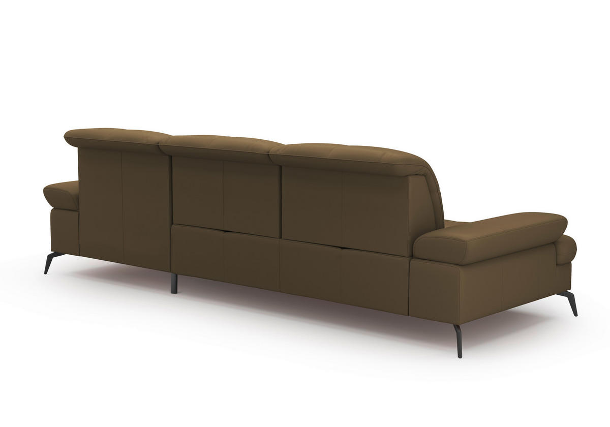 ECKSOFA in Echtleder Olivgrün  - Schwarz/Olivgrün, Konventionell, Leder/Metall (279/185cm) - Sit & More