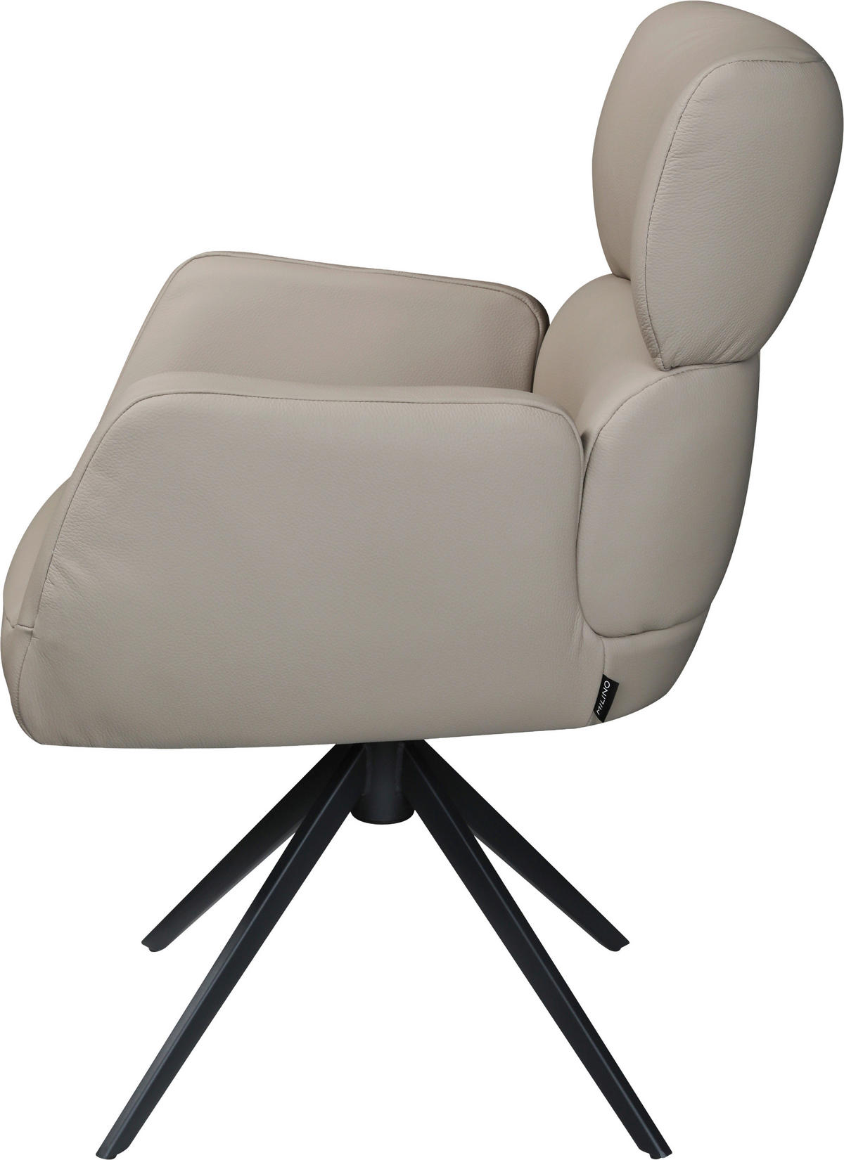 ARMLEHNSTUHL  Lederauswahl, Sitzfläche 360° drehbar, automatische Rückholfunktion  Echtleder  Taupe  - Taupe/Schwarz, Design, Leder/Metall (62,5/86,5/67cm) - Milino