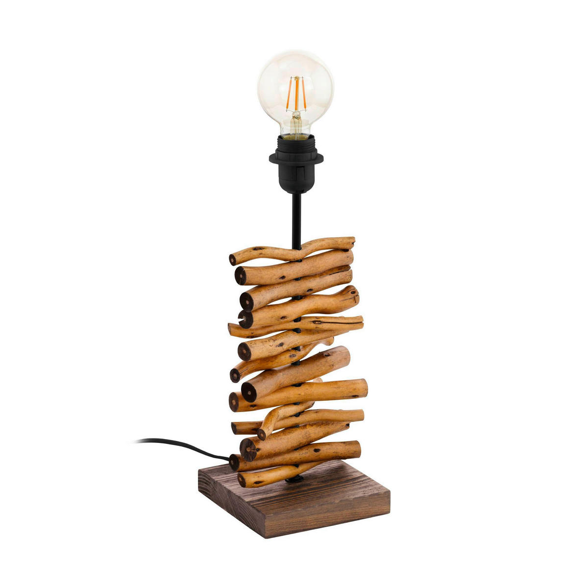 LEUCHTENFUSS - Schwarz/Braun, Natur, Holz/Metall (15/15/40cm) - Eglo