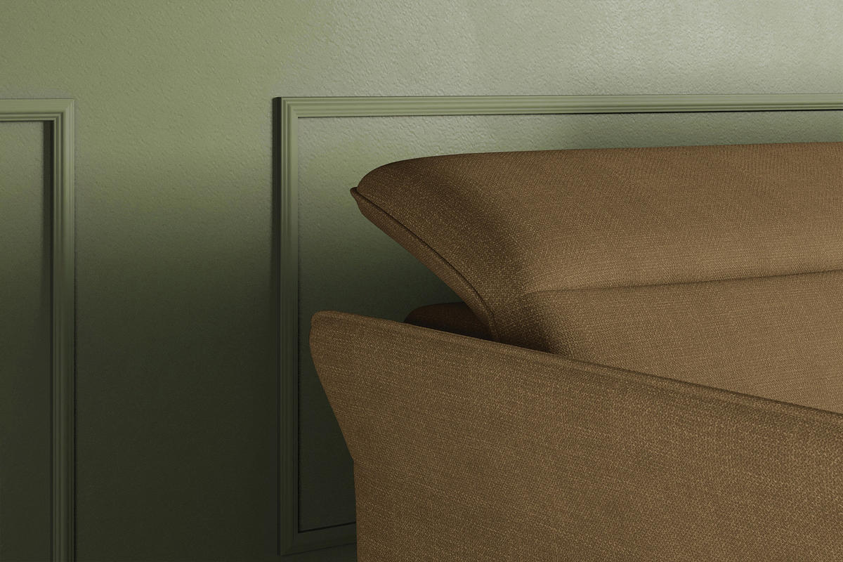ECKSOFA  in Flachgewebe Olivgrün Rücken echt, Kopfteilverstellung, Sitztiefenverstellung  272/175 cm  - Schwarz/Olivgrün, KONVENTIONELL, Textil/Metall (272/175cm) - Carryhome