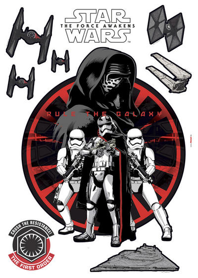 Star Wars Dekosticker Grau, Rot, Schwarz, Weiß 50x70 cm