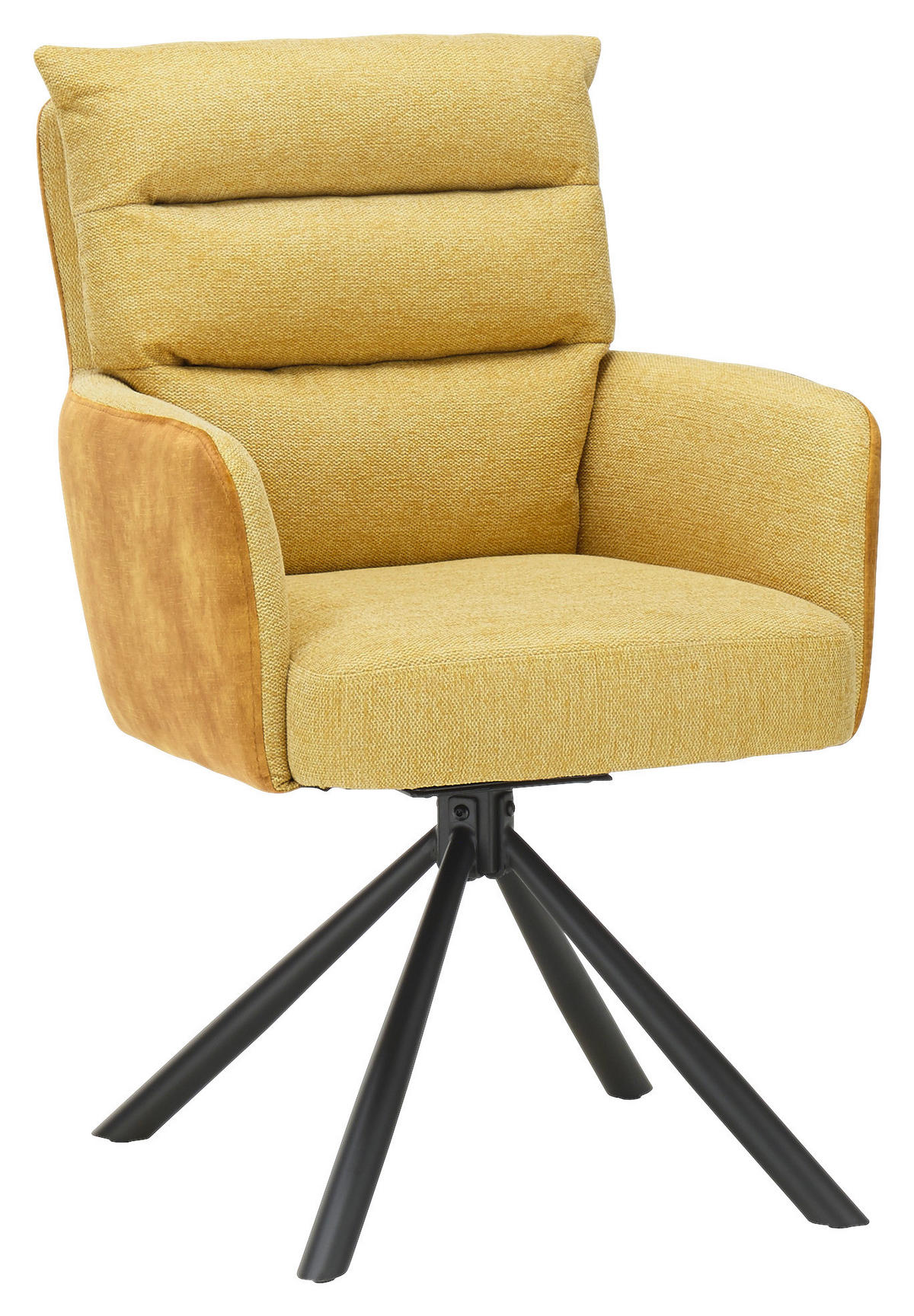 ARMLEHNSTUHL  Stoffauswahl, Sitzfläche 180° drehbar, automatische Rückholfunktion Mikrofaser  - Gelb/Dunkelgelb, KONVENTIONELL, Textil/Metall (58/94/67cm) - Boxxx