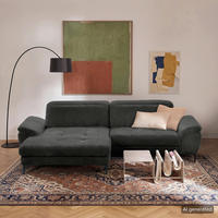 ECKSOFA  Webstoff Schwarz  - Schwarz, Design, Textil/Metall (195/268cm) - Livetastic