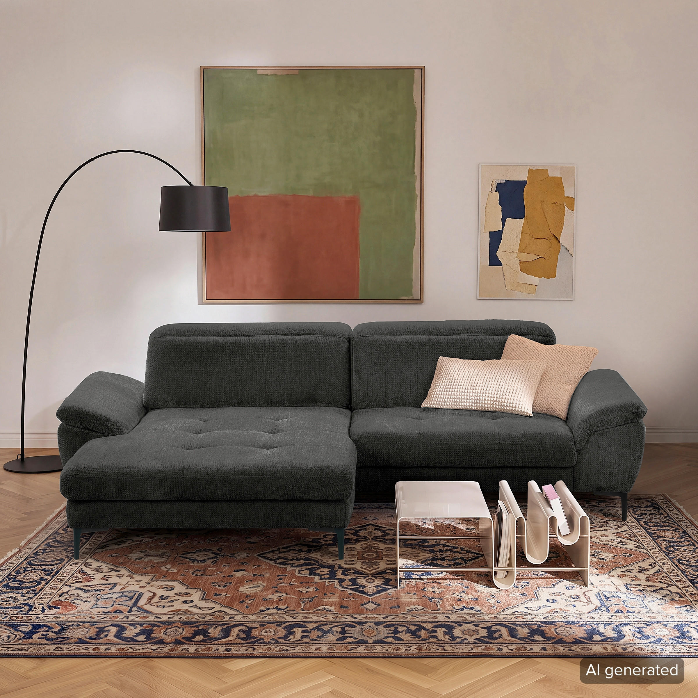 Livetastic Ecksofa Prado Schwarz 268x195 cm