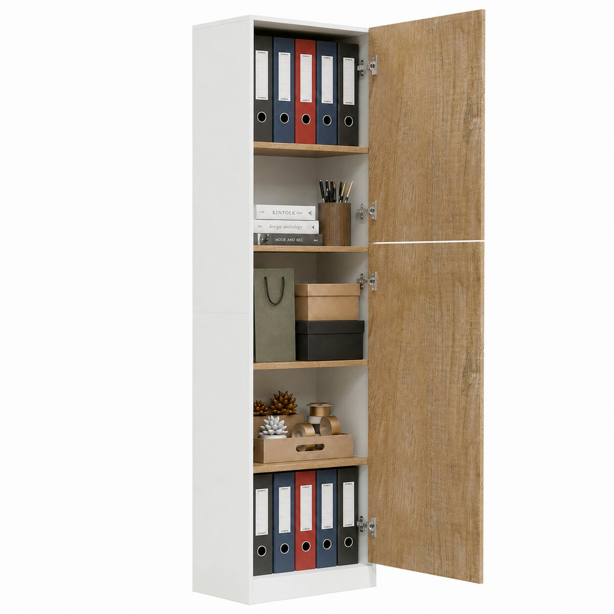 AKTENSCHRANK Weiß, Honigeiche  - Honigeiche/Weiß, MODERN, Holzwerkstoff (52/183/32cm) - MID.YOU