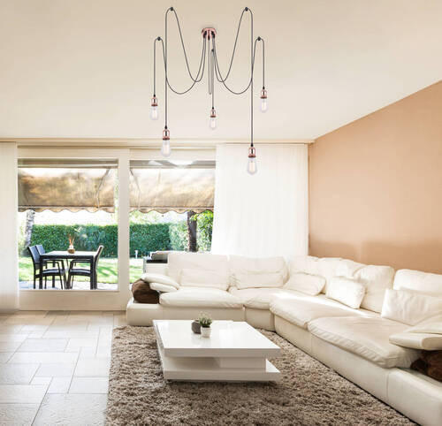 VISEČA SVETILKA        11,7/200 cm      E27 - barve bakra, Basics, kovina/tekstil (11,7/200cm) - Globo