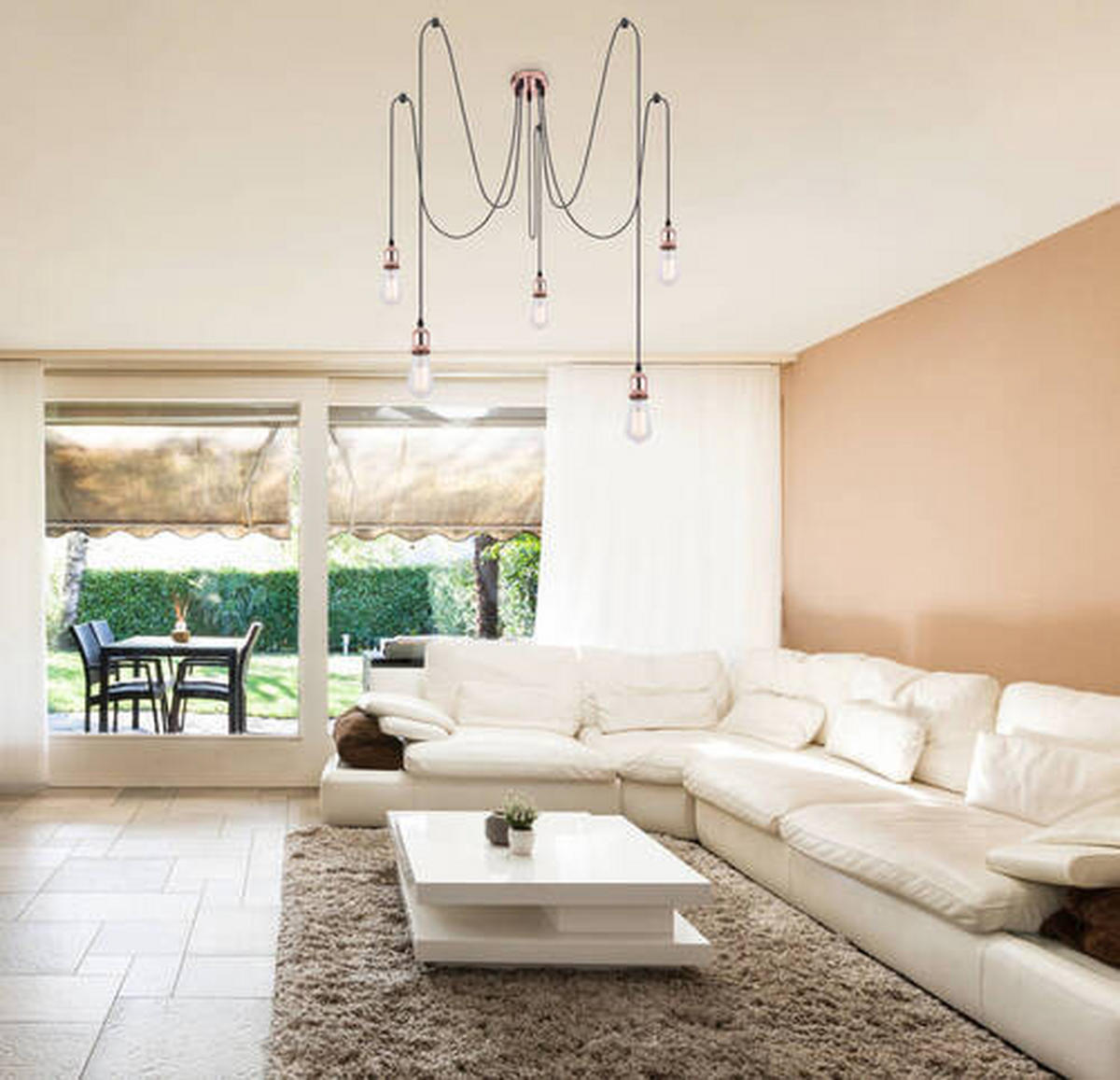 VISEČA SVETILKA        11,7/200 cm      E27 - barve bakra, Basics, kovina/tekstil (11,7/200cm) - Globo