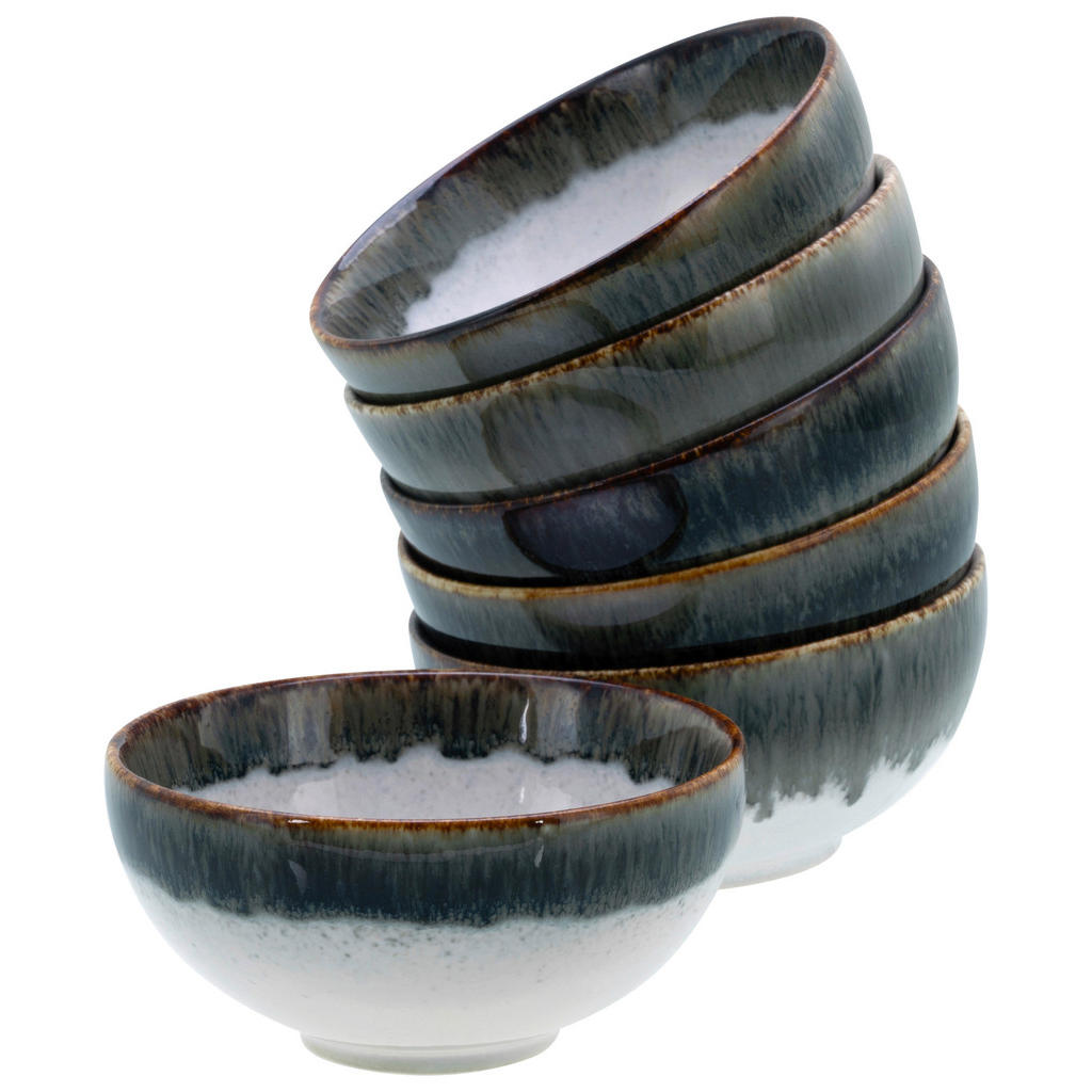 Dipschalenset 6 -Teilig. Cascade Steinzeug: Weiß/Grau