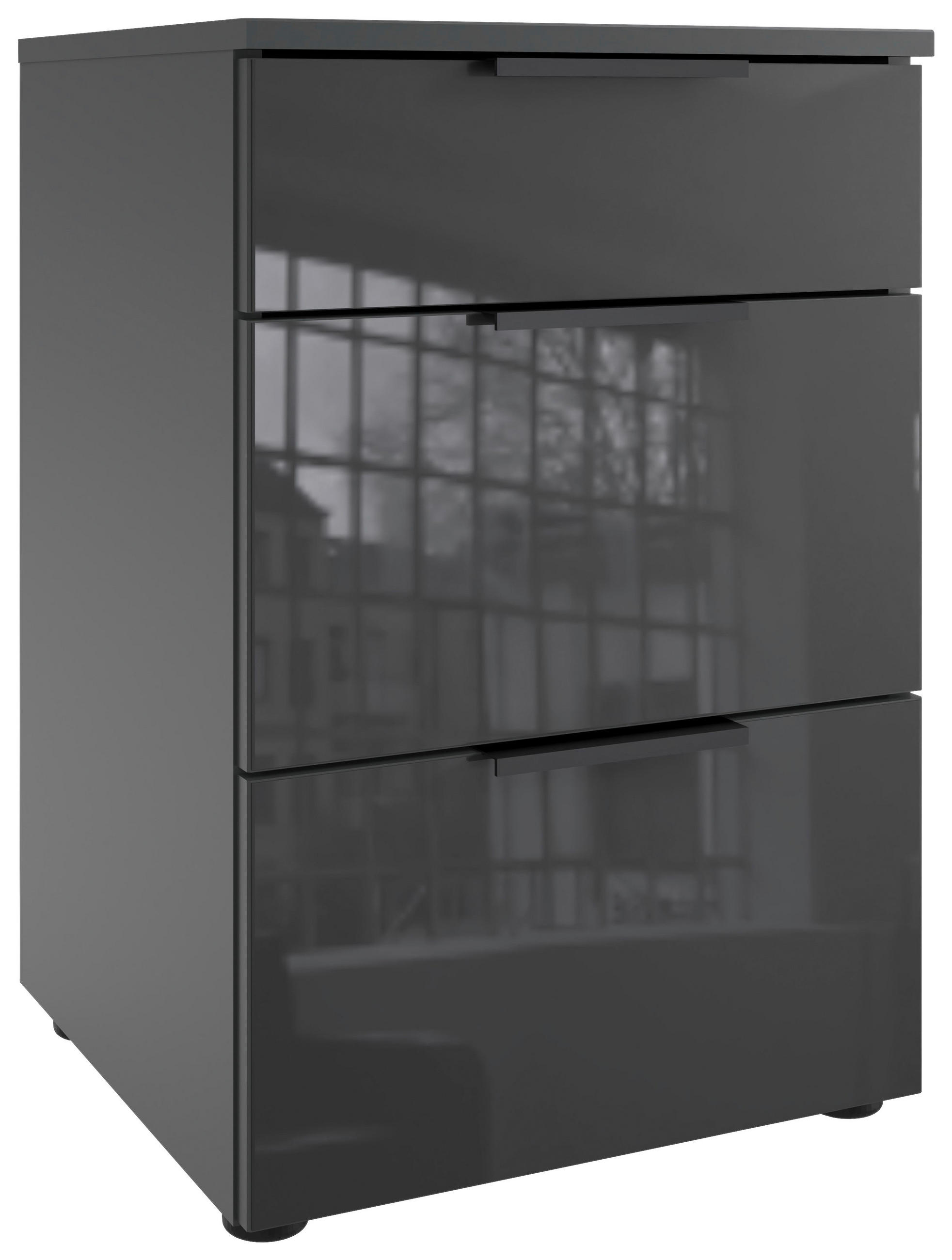 NACHTSCHRANK 41/61/41 cm  - Schwarz/Graphitfarben, Design, Glas/Holzwerkstoff (41/61/41cm) - Stylife