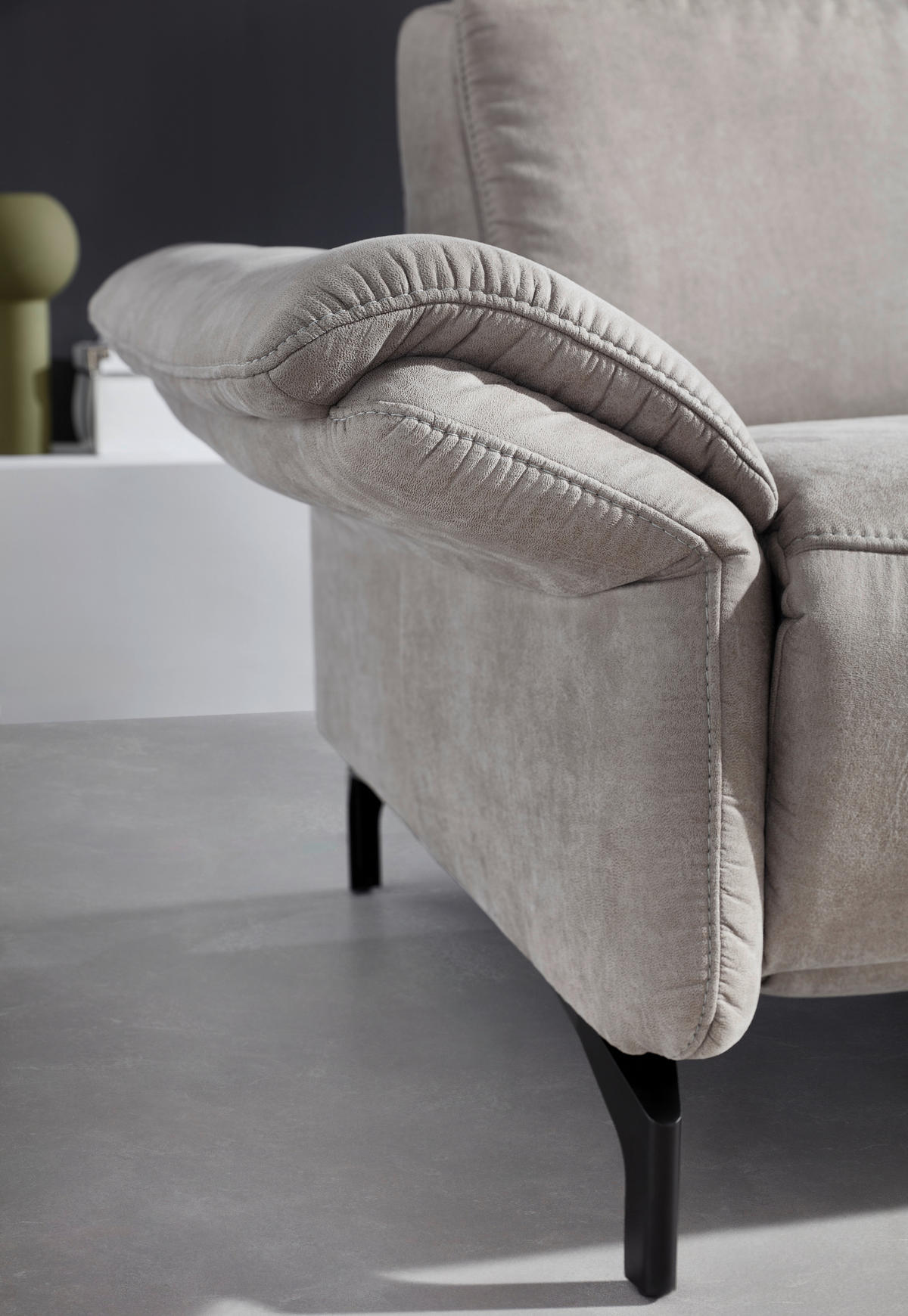 2-SITZER-SOFA Lederlook Hellgrau  - Hellgrau/Schwarz, KONVENTIONELL, Textil/Metall (194/103/92cm) - Dieter Knoll
