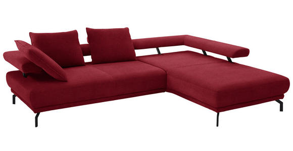 ECKSOFA Fino in Chenille Rot  305/224 cm  - Rot/Schwarz, Design, Textil/Metall (305/224cm) - Dieter Knoll