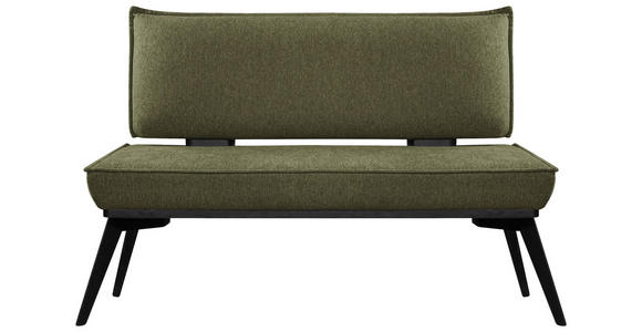 SITZBANK 153/90/65 cm Webstoff Schwarz, Olivgrün Buche massiv  - Schwarz/Olivgrün, Basics, Holz/Textil (153/90/65cm) - Carryhome