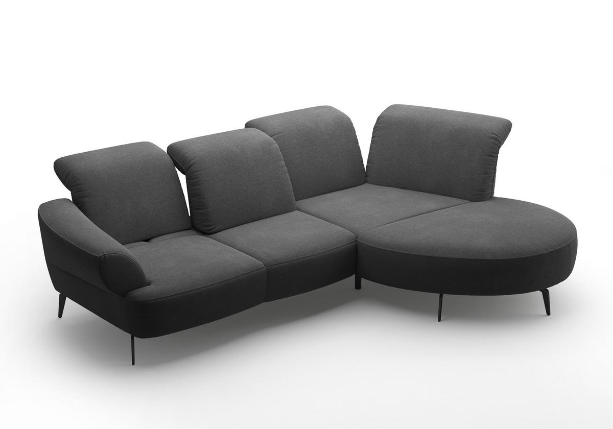 ECKSOFA DANCE E Dunkelgrau Mikrofaser  - Dunkelgrau/Schwarz, MODERN, Textil/Metall (313/208cm) - Sit & More