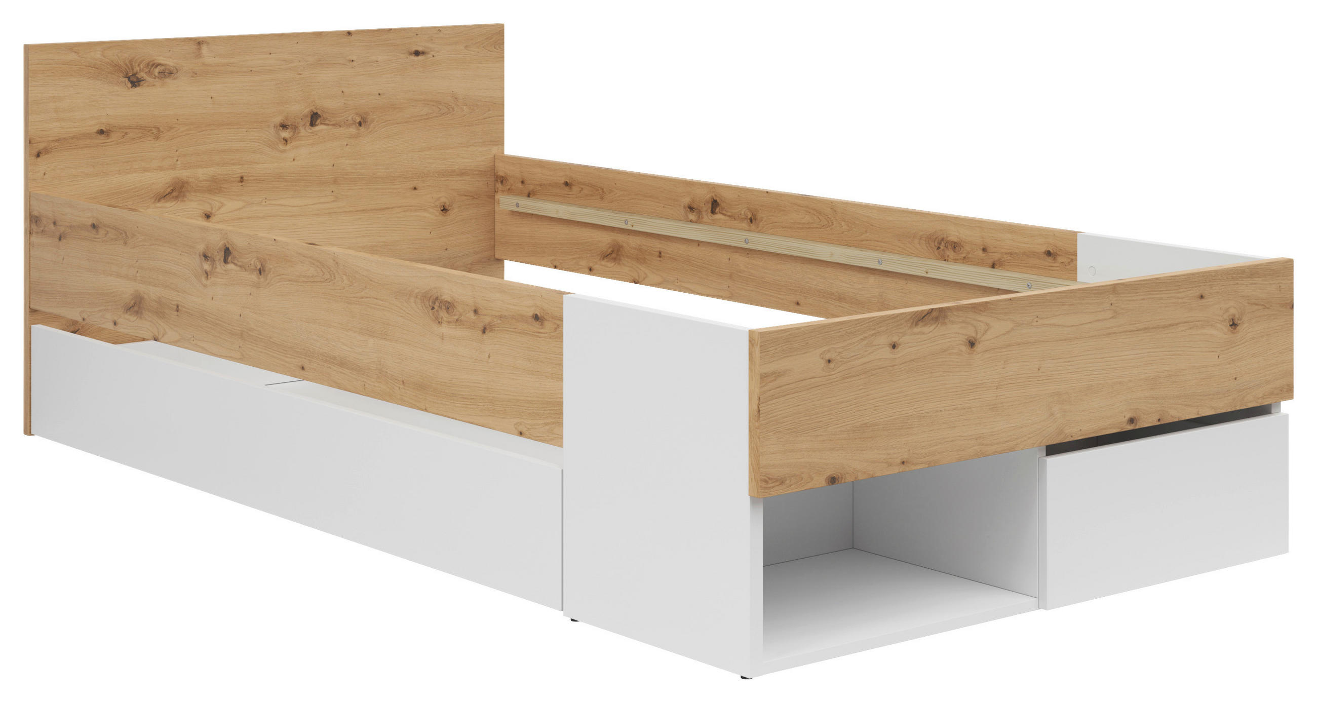 POSTEĽ 100/200 cm,  - biela/dub artisan, Konventionell, kompozitné drevo (100/200cm) - Xora