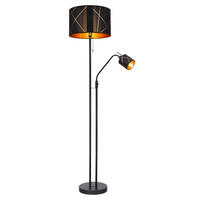 STEHLEUCHTE - Goldfarben/Schwarz, Design, Kunststoff/Textil (40/175cm) - Globo
