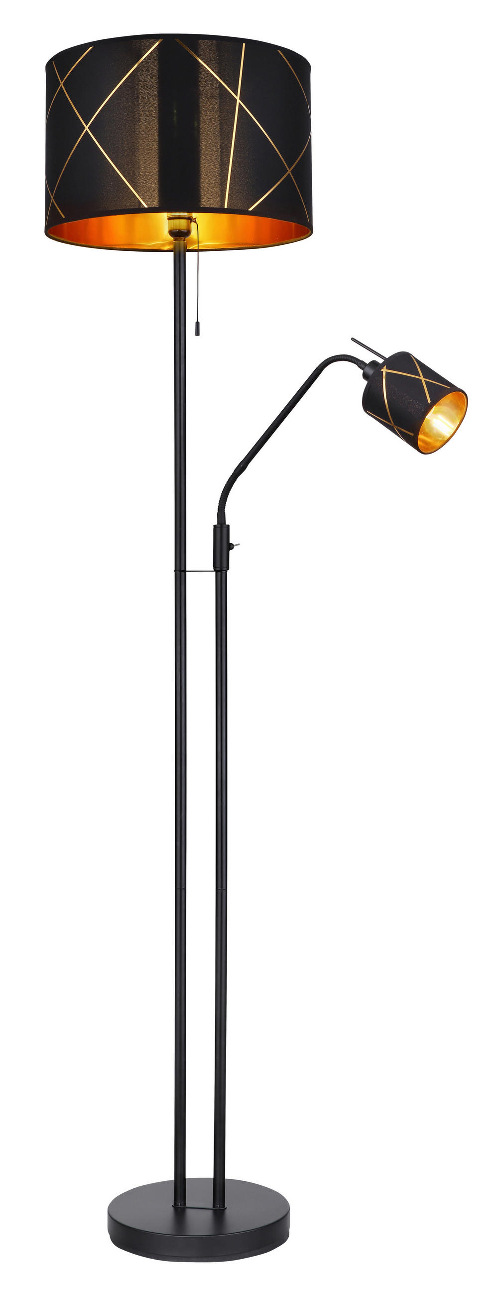 STEHLEUCHTE - Goldfarben/Schwarz, Design, Kunststoff/Textil (40/175cm) - Globo
