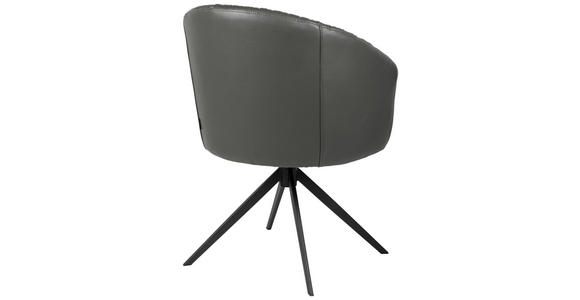 ARMLEHNSTUHL in Eisen Echtleder pigmentiert - Anthrazit/Schwarz, Design, Leder/Metall (63/82/62,5cm) - Dieter Knoll
