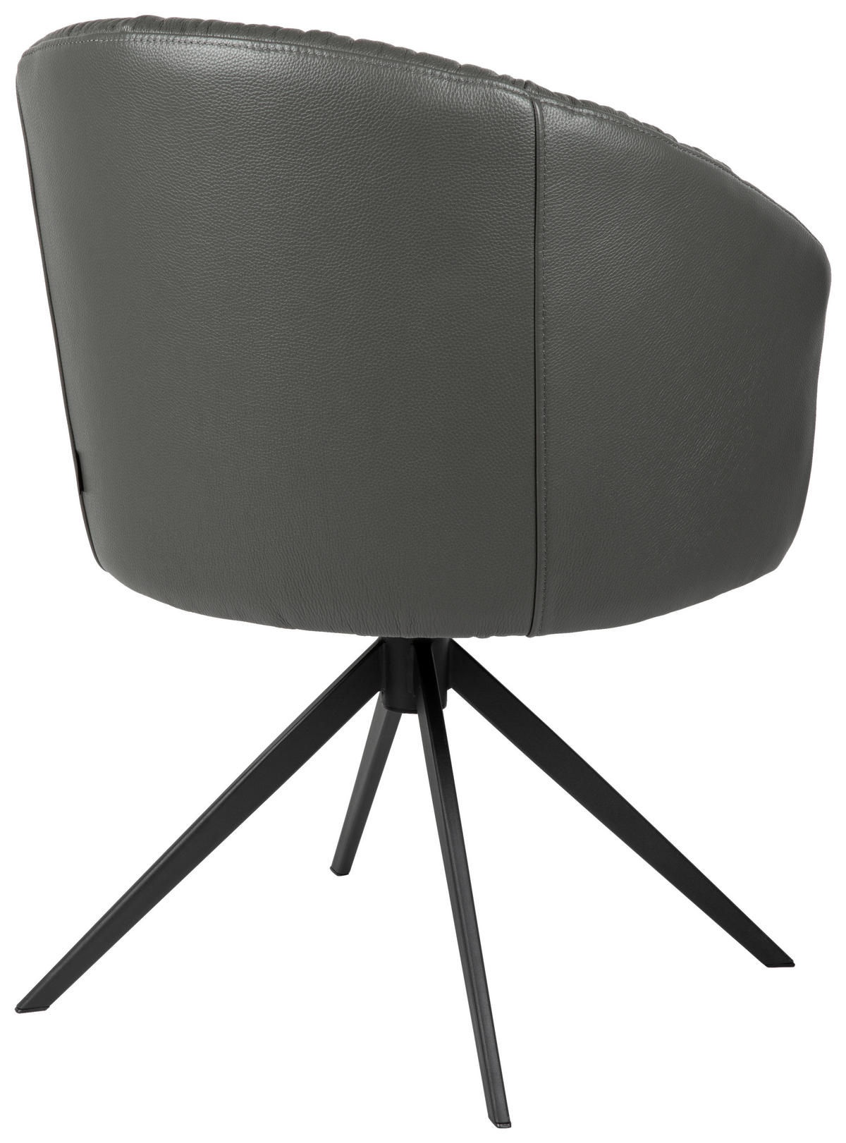 ARMLEHNSTUHL  in Eisen Echtleder pigmentiert  - Anthrazit/Schwarz, Design, Leder/Metall (63/82/62,5cm) - Dieter Knoll
