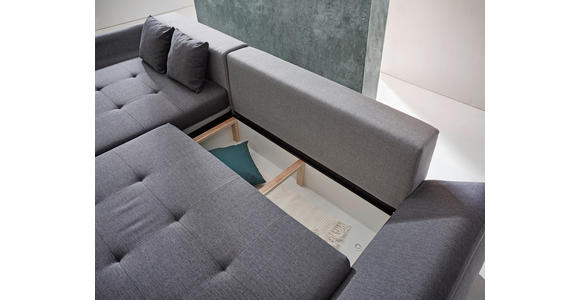 ECKSOFA in Webstoff Hellgrau, Grau 302/187 cm - Chromfarben/Dunkelgrau, Design, Kunststoff/Textil (302/187cm) - Carryhome