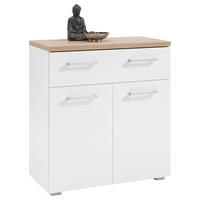OMARA ZA ČEVLJE bela, barve hrasta - srebrne barve/barve hrasta, Moderno, umetna masa/leseni material (78/85/38cm) - Xora
