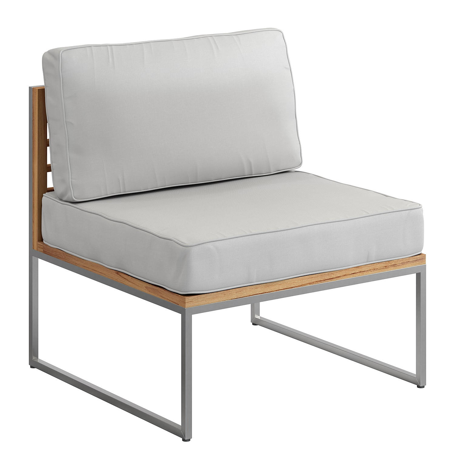 LOUNGESESSEL Edelstahlfarben Teakholz Hartholz  - Edelstahlfarben/Beige, MODERN, Holz/Textil (67/71/70cm) - Ambia Garden