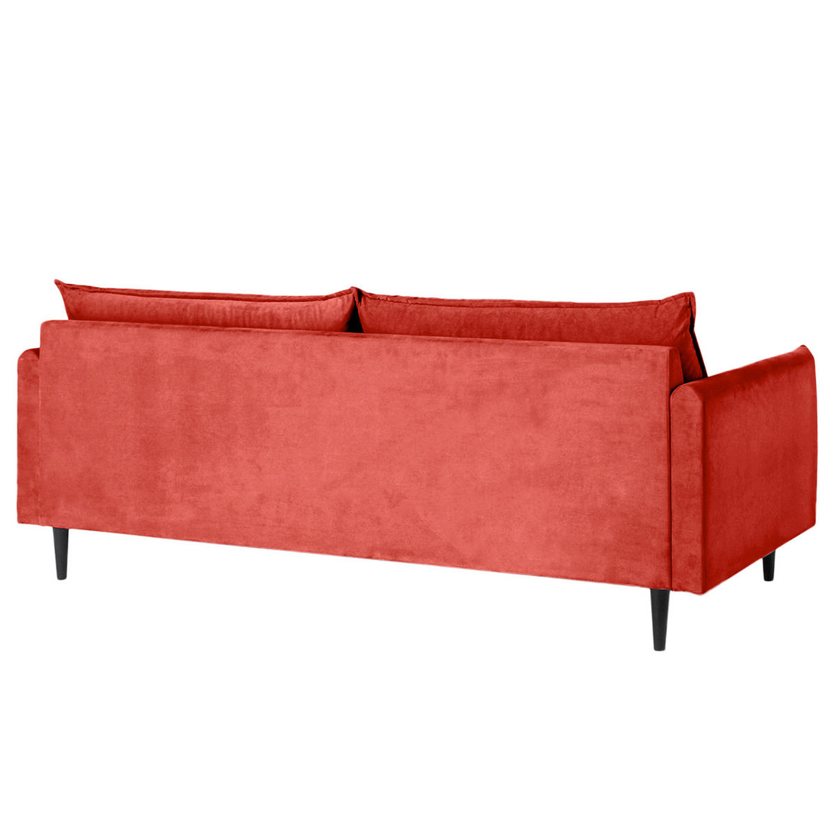 3-SITZER-SOFA Samt Rot  - Rot/Schwarz, Design, Holz/Textil (203/86/100cm) - P & B