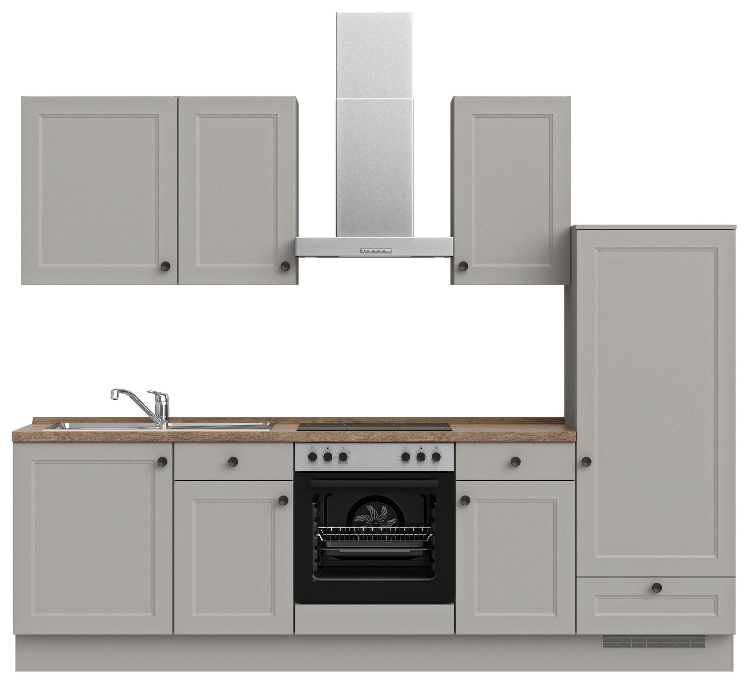 KÜCHENLEERBLOCK 270 cm   in Grau, Eiche dunkel  - Eiche dunkel/Schwarz, MODERN, Holzwerkstoff/Metall (270cm) - Nobilia