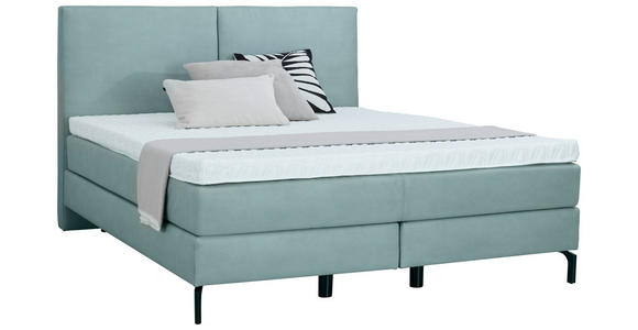BOXSPRINGBETT 180/200 cm  in Jadegrün  - Jadegrün/Schwarz, KONVENTIONELL, Textil/Metall (180/200cm) - Dieter Knoll