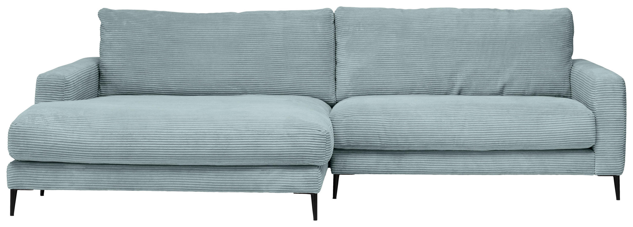 ECKSOFA in Cord Hellblau  - Schwarz/Hellblau, Design, Textil/Metall (190/272cm) - Lomoco