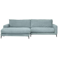 ECKSOFA in Cord Hellblau  - Schwarz/Hellblau, Design, Textil/Metall (190/272cm) - Lomoco