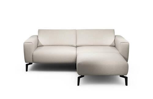 2,5-Sitzer inkl. Hocker in Chenille Naturfarben  - Schwarz/Naturfarben, Design, Textil/Metall (220/86/86-94cm) - SENSOO