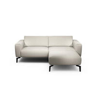 2,5-Sitzer inkl. Hocker in Chenille Naturfarben  - Schwarz/Naturfarben, Design, Textil/Metall (220/86/86-94cm) - SENSOO
