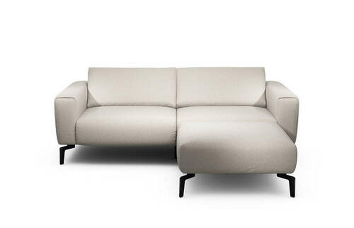 2,5-Sitzer inkl. Hocker in Chenille Naturfarben  - Schwarz/Naturfarben, Design, Textil/Metall (220/86/86-94cm) - SENSOO