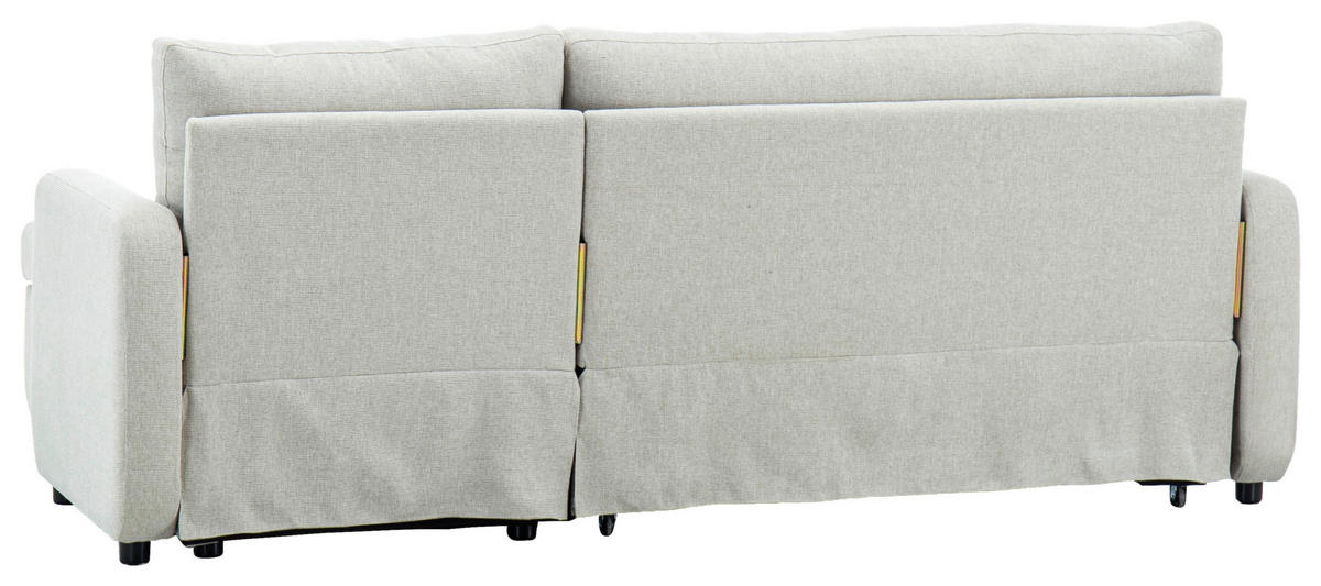 ECKSOFA Leinenoptik Beige  - Beige/Schwarz, Design, Kunststoff/Textil (152,5/225,5cm) - Livetastic