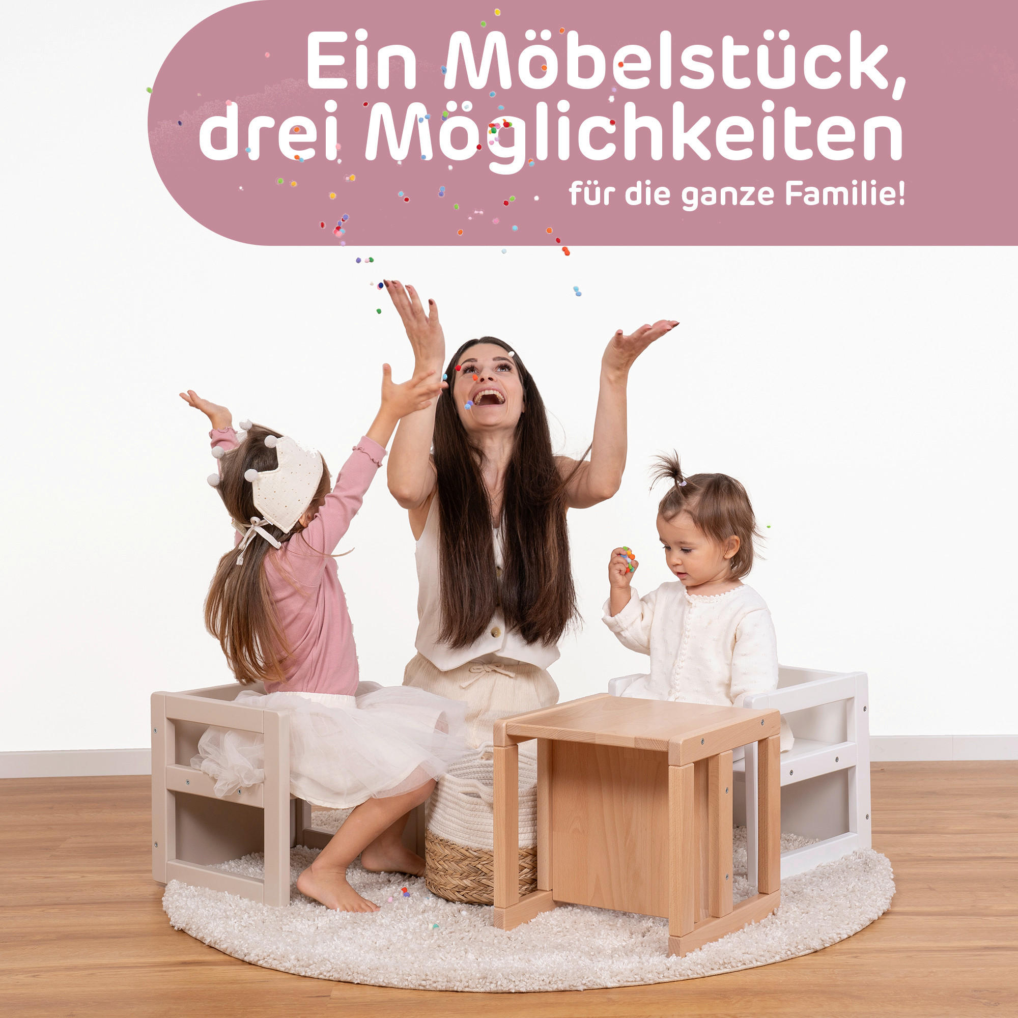 LERNTURM Littlefoot 3-in-1  - Weiß, Basics, Holz (32/32/32cm) - Tobi