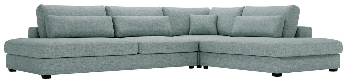 ECKSOFA in Bouclé, Plüsch Hellblau  - Schwarz/Hellblau, Design, Kunststoff/Textil (332/244cm) - Livetastic