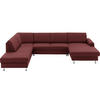 WOHNLANDSCHAFT in Echtleder Brombeere  - Brombeere/Alufarben, Design, Leder/Metall (233/339/165cm) - Beldomo Premium