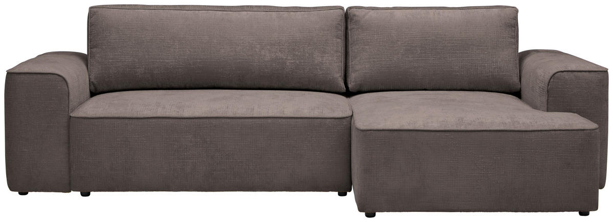 ECKSOFA in Plüsch Graubraun  - Graubraun/Blaugrau, Design, Kunststoff/Textil (288/152cm) - Xora