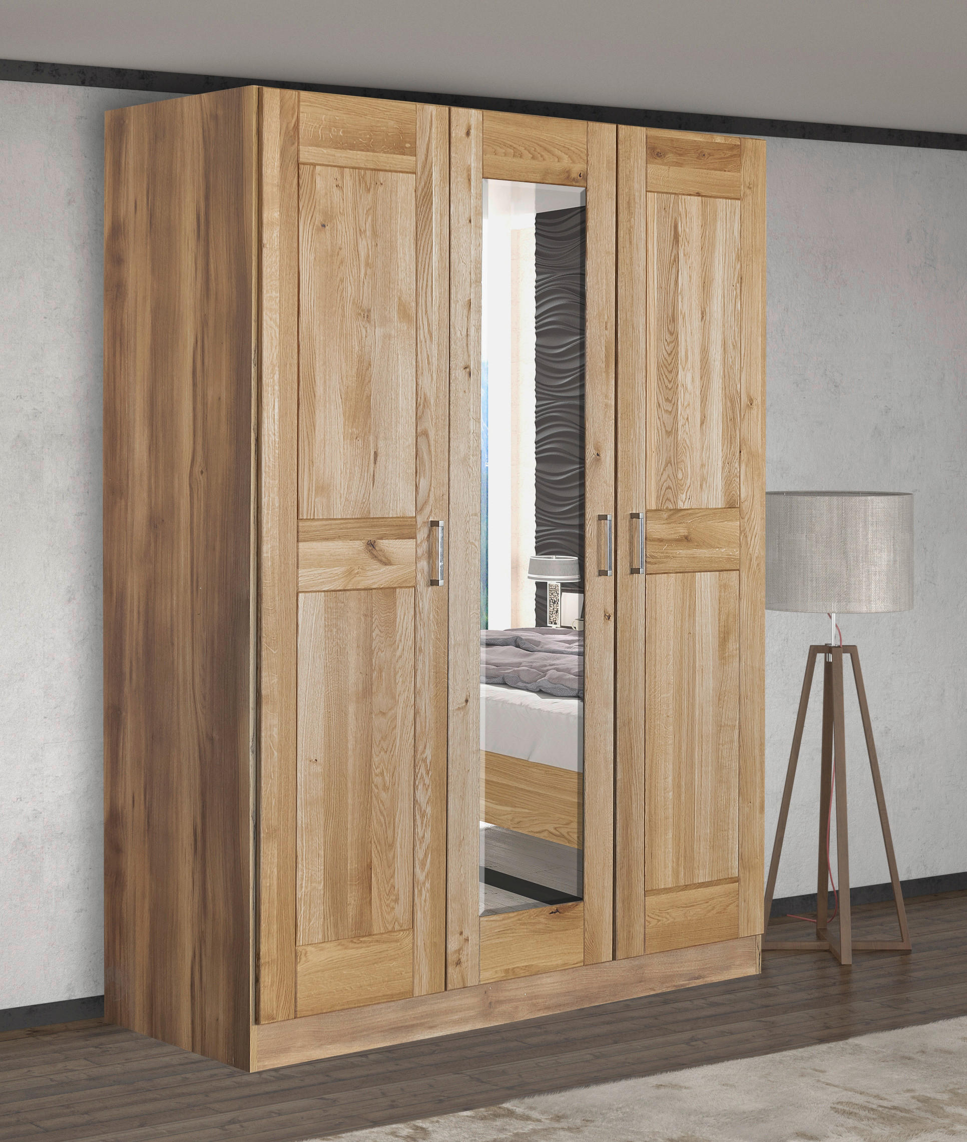 DREHTÜRENSCHRANK  in Eichefarben  - Eichefarben/Nickelfarben, Natur, Glas/Holz (152/205/60cm) - Boxxx