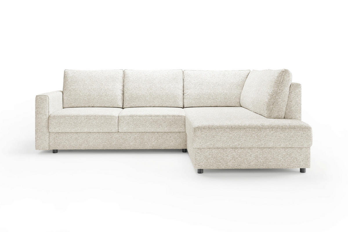 ECKSOFA DELANTO CLOSED Creme Chenille Bettkasten  - Creme, MODERN, Holz/Kunststoff (280/89cm) - Livetastic