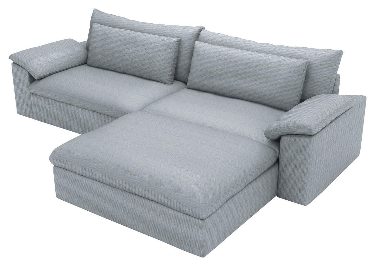 ECKSOFA  Chenille Hellgrau  - Hellgrau/Schwarz, Modern, Kunststoff/Textil (306/198cm) - Carryhome