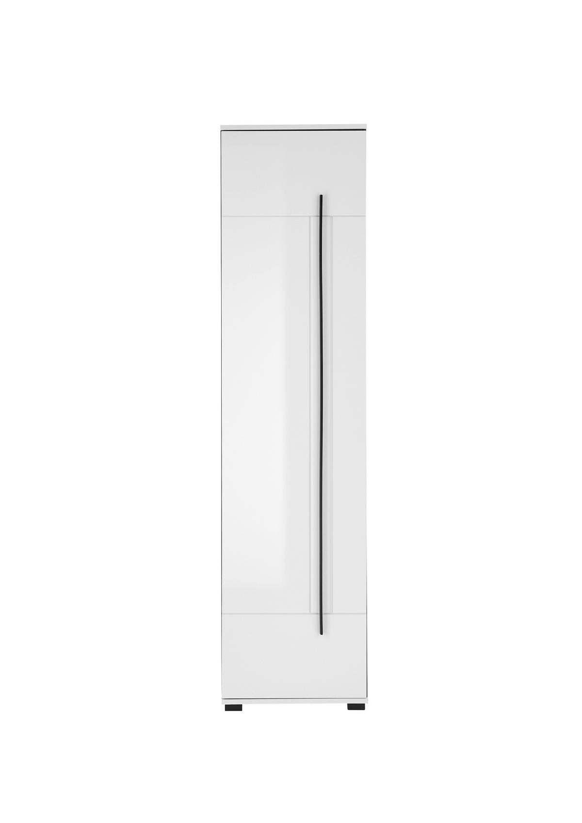 MEHRZWECKSCHRANK 50/201/39 cm  in Weiß, Weiß Hochglanz  - Weiß Hochglanz/Schwarz, MODERN, Holzwerkstoff/Kunststoff (50/201/39cm) - MID.YOU