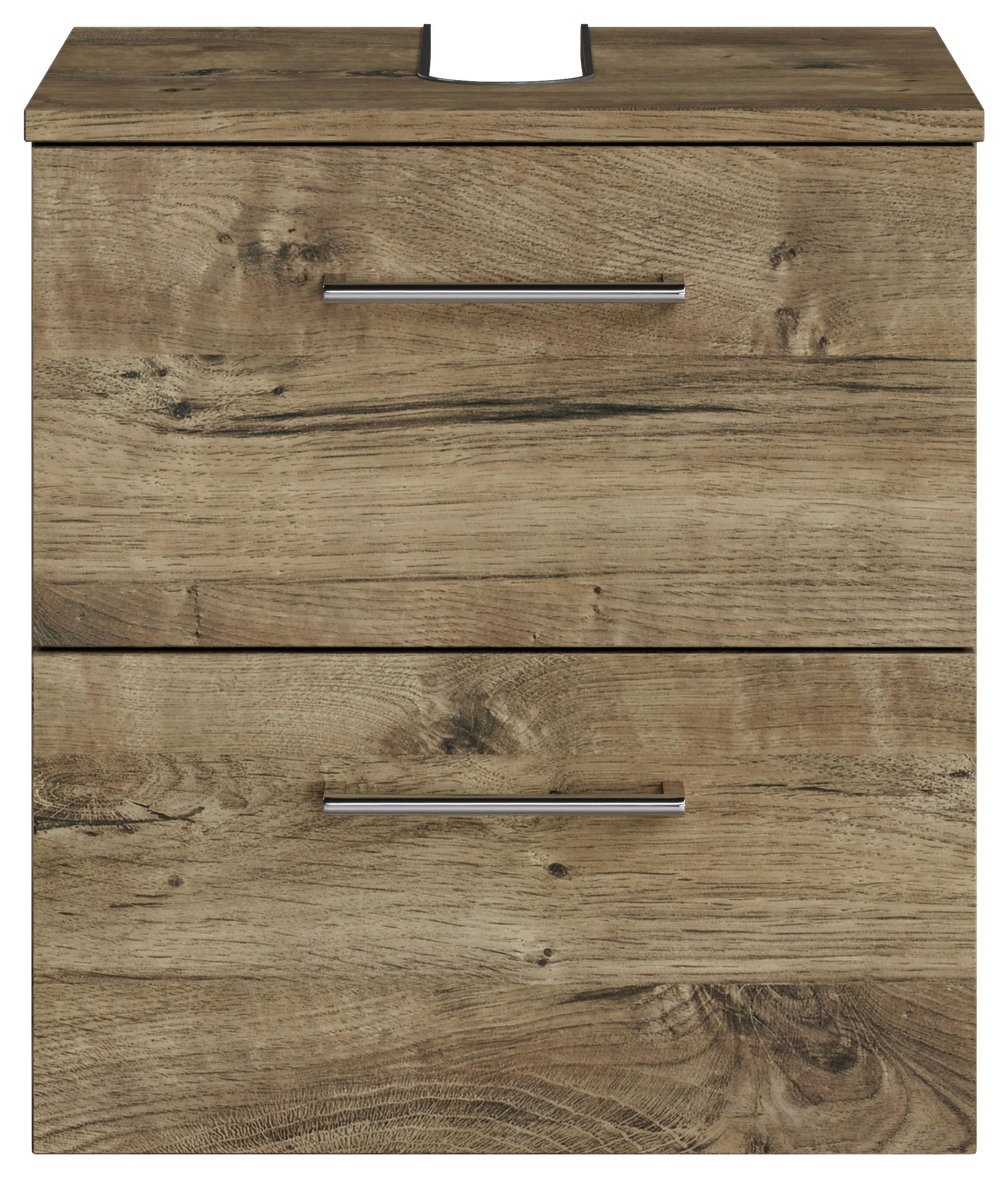WASCHBECKENUNTERSCHRANK 45/49,8/38,3 cm  - Eiche dunkel/Chromfarben, KONVENTIONELL, Holzwerkstoff/Metall (45/49,8/38,3cm) - Sadena