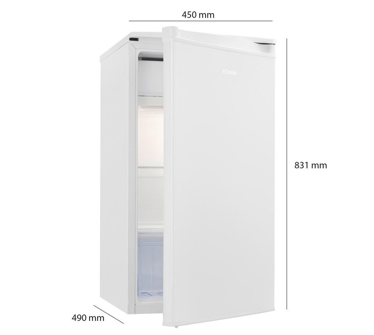 KÜHLSCHRANK 46/88/52 cm KS 7349 weiß 45cm E 91L  - Weiß, Basics, Glas (46/88/52cm) - Bomann