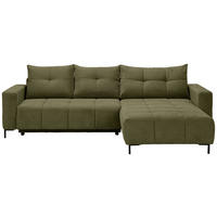 ECKSOFA Olivgrün Webstoff  - Schwarz/Olivgrün, KONVENTIONELL, Textil/Metall (292/192cm) - Carryhome