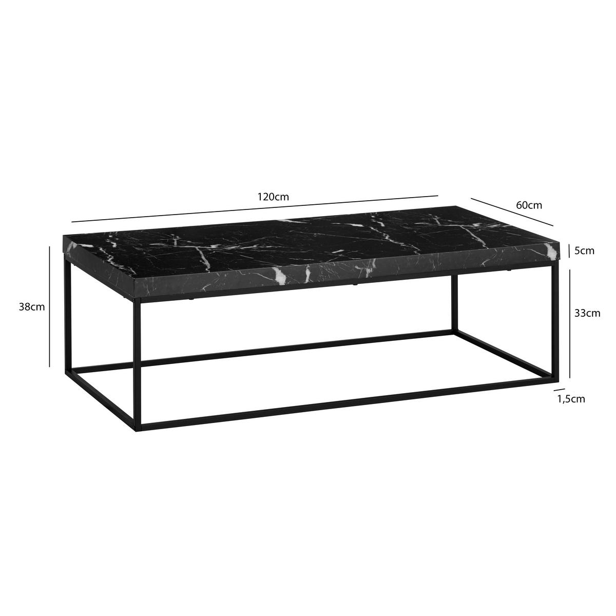 COUCHTISCH in Holzwerkstoff 120/60/38 cm   - Schwarz, Design, Holzwerkstoff/Metall (120/60/38cm) - Livetastic