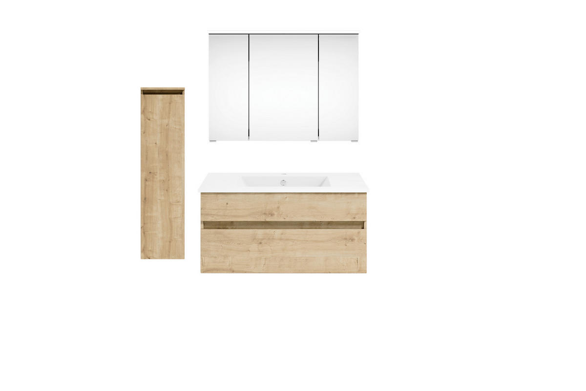 BADEZIMMER 120 cm  - Weiss/Eichefarben, Konventionell, Keramik/Holzwerkstoff (120cm) - Puris